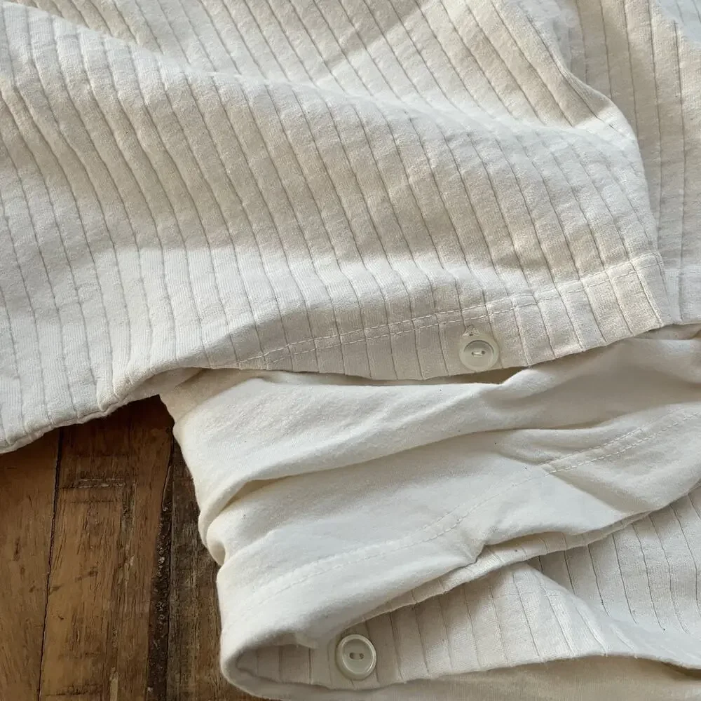 Linens & Things Duvet Cover Jersey Knits Cream Striped Double Cotton 81x105